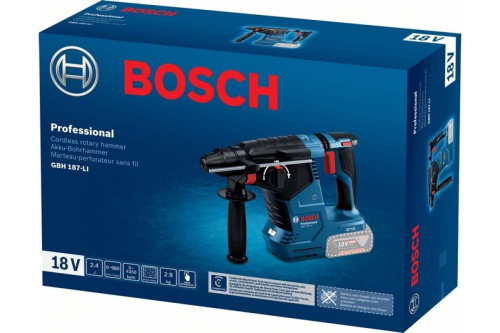 Перфоратор Bosch GBH 187-LI (18В, 2,4 Дж, 5Ач, 4350уд/мин,  0-980 об/мин, рев, бесщ. SDS+, кейс) фото 3