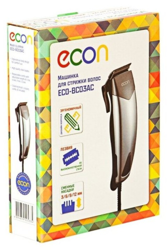 Машинка д/стрижки волос Econ ECO-BC03AC (сетев. 4 насадки, нерж. триммер) фото 2