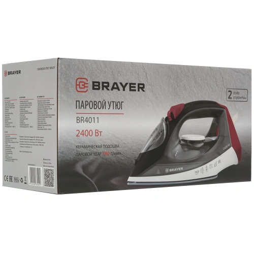 Утюг BRAYER BR-4011 2400Вт, керам.подошва, самоочист. антикапля, верт.отпар.автоотключ. фото 3