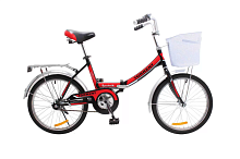 Велосипед 20" Torrent Sputnik складной, сталь, с корзиной детский черно-красный