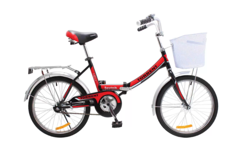 Велосипед 20" Torrent Sputnik складной, сталь, с корзиной детский черно-красный