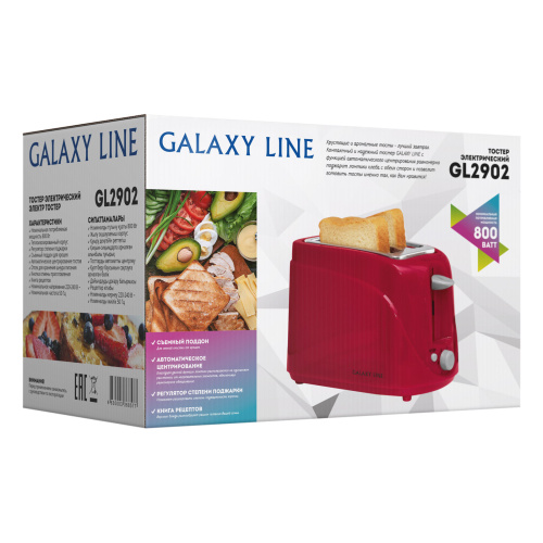 Тостер GALAXY GL2902 800Вт,2тоста, рег.поджарки, поддон д/крошек фото 6 Тостер GALAXY GL2902 800Вт,2тоста, рег.поджарки, поддон д/крошек фото 6