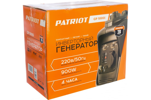 Генератор бенз. PATRIOT GP 1000i инверторный (0,7/0,9кВт, 220В, 2,1л/0,3л, 9кг) фото 4
