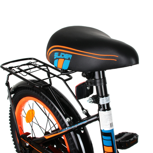 Велосипед 16" Slider добав. колеса детский черн/оранж. неон фото 4