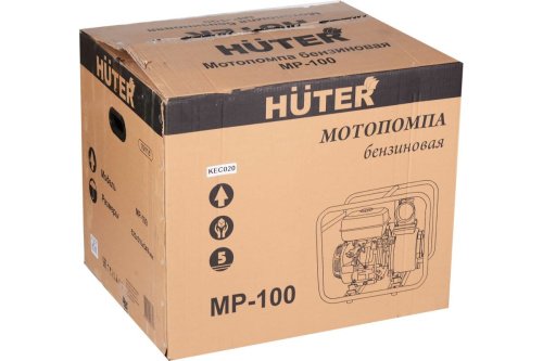 Мотопомпа бенз. Huter MP-100 (3800об/мин,13л.с,бак 6л,4-такт.одноцилиндр.двиг) чистая фото 3