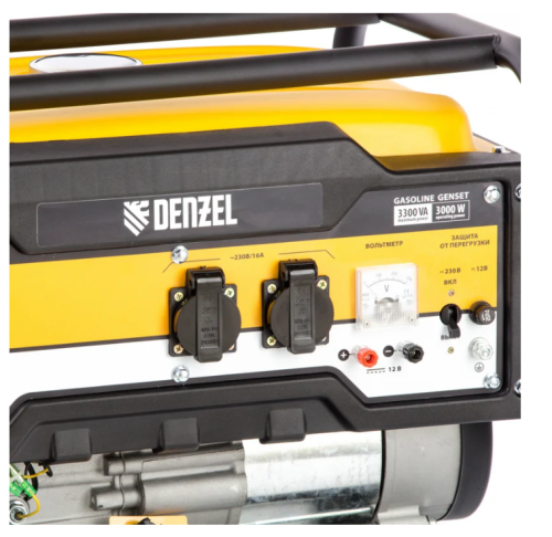 Генератор бенз. Denzel PS-33 (3,0/3,3кВт, 220В, 15л/0,6л, 41кг. руч. старт) фото 2 Генератор бенз. Denzel PS-33 (3,0/3,3кВт, 220В, 15л/0,6л, 41кг. руч. старт) фото 2