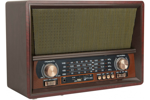 Радиоприемник БЗРП РП-340 УКВ 64-108МГц 4*R20  220V BT/USB/TF/AUX фото 2