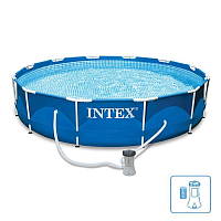 Бассейн каркасный 366*76см. 6503л Metal Frame INTEX фильтр-насос 28212