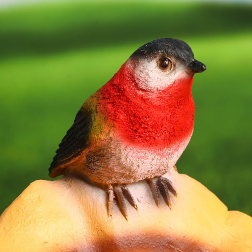 Фигурка садовая Гриб рыжик с птичкой 32см полистоун фото 4
