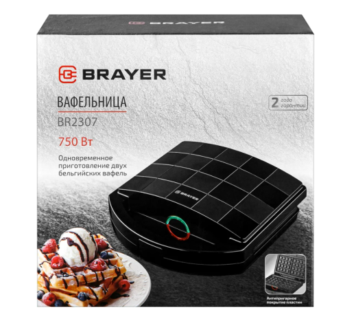 Вафельница BRAYER BR-2307 750Вт бельгийские вафли, антиприг.покрытие фото 2 Вафельница BRAYER BR-2307 750Вт бельгийские вафли, антиприг.покрытие фото 2