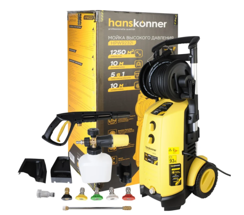 Мойка Hanskonner HPW9232I (3300Вт,190бар, шланг 8м. 552л/ч,асинхрон.двиг) фото 2