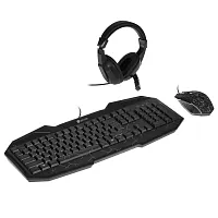 Комплект Оклик HS-HKM100G IMPERIAL (клавиатура, мышь, гарнитура) черный
