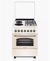 Плита электрогазовая WILLMARK CS-6624 2*2, бежевая ретро, таймер, поджиг