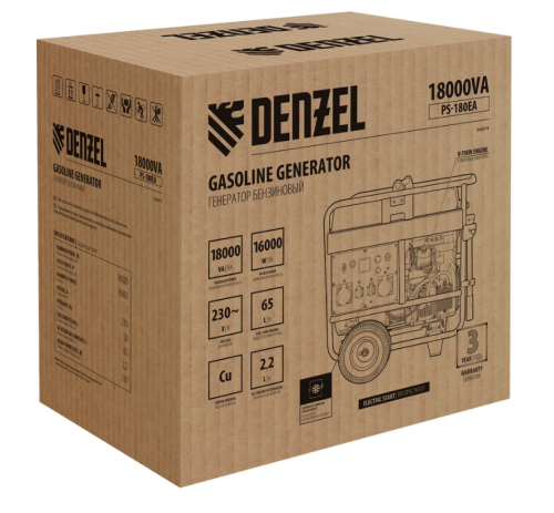 Генератор бенз. Denzel PS-180EA  (16/18кВт, 220В, 65/2,2л, разъем ATS, 276кг, эл.старт, колеса) фото 16