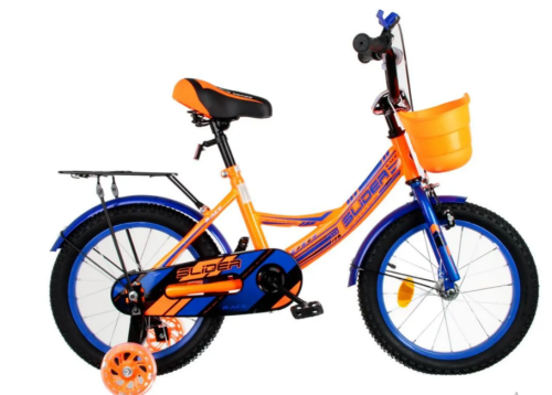 Велосипед 16" Slider Race добав. колеса,корзина, детский оранж/синий фото 4