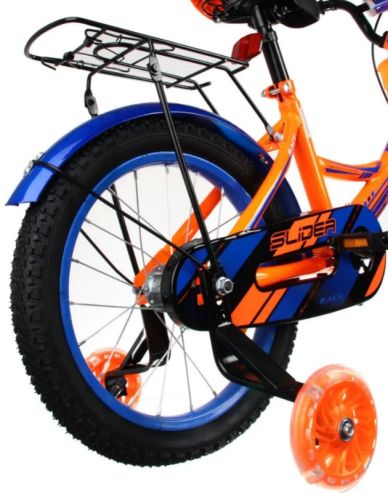 Велосипед 16" Slider Race добав. колеса,корзина, детский оранж/синий фото 10