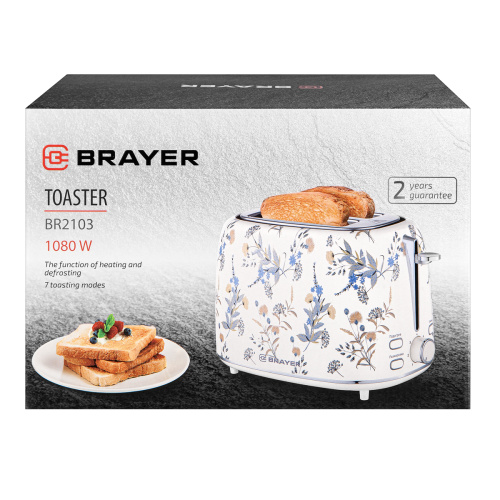 Тостер BRAYER BR-2103 1080Вт, 2ломтика,7реж.под. д/крошек.размораж. подогрев фото 8 Тостер BRAYER BR-2103 1080Вт, 2ломтика,7реж.под. д/крошек.размораж. подогрев фото 8