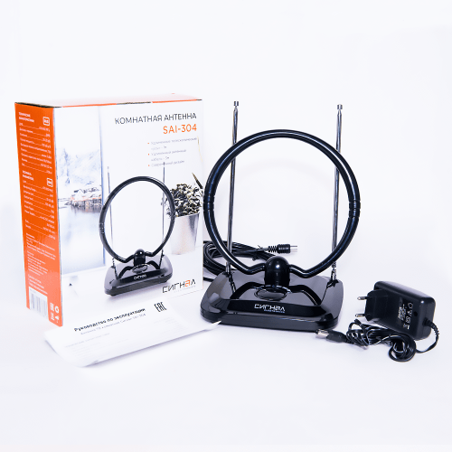 Антенна комн. Сигнал SAI 304 DVB-T2 и ДМВ+МВ актив. усы 1м, кабель 3м,с рег. фото 3