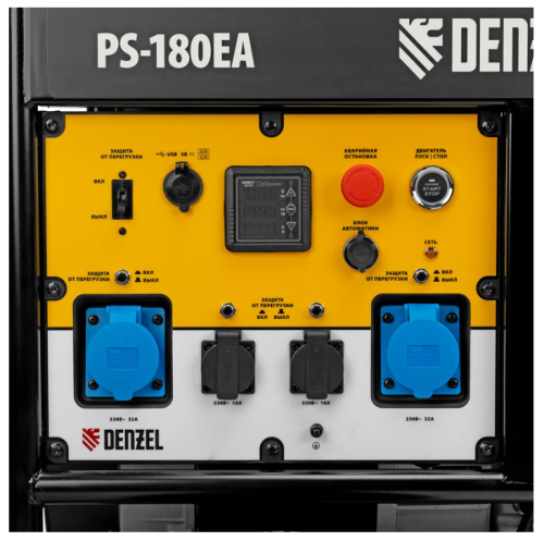 Генератор бенз. Denzel PS-180EA  (16/18кВт, 220В, 65/2,2л, разъем ATS, 276кг, эл.старт, колеса) фото 9