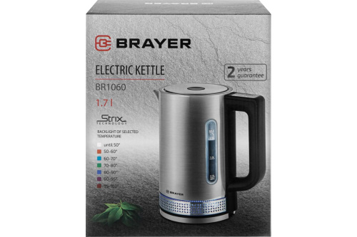 Чайник BRAYER BR-1060 2200Вт 1,8л стальной, покрытие Cool Touch фото 10