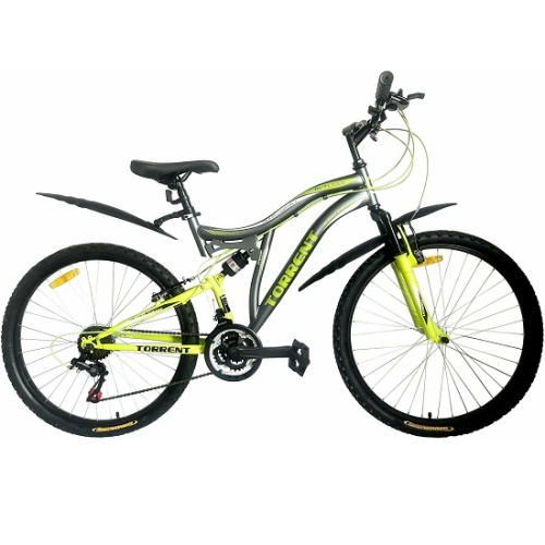 Велосипед 26" Torrent Outland 21ск, двухподвес,  сталь серо-зеленый матовый